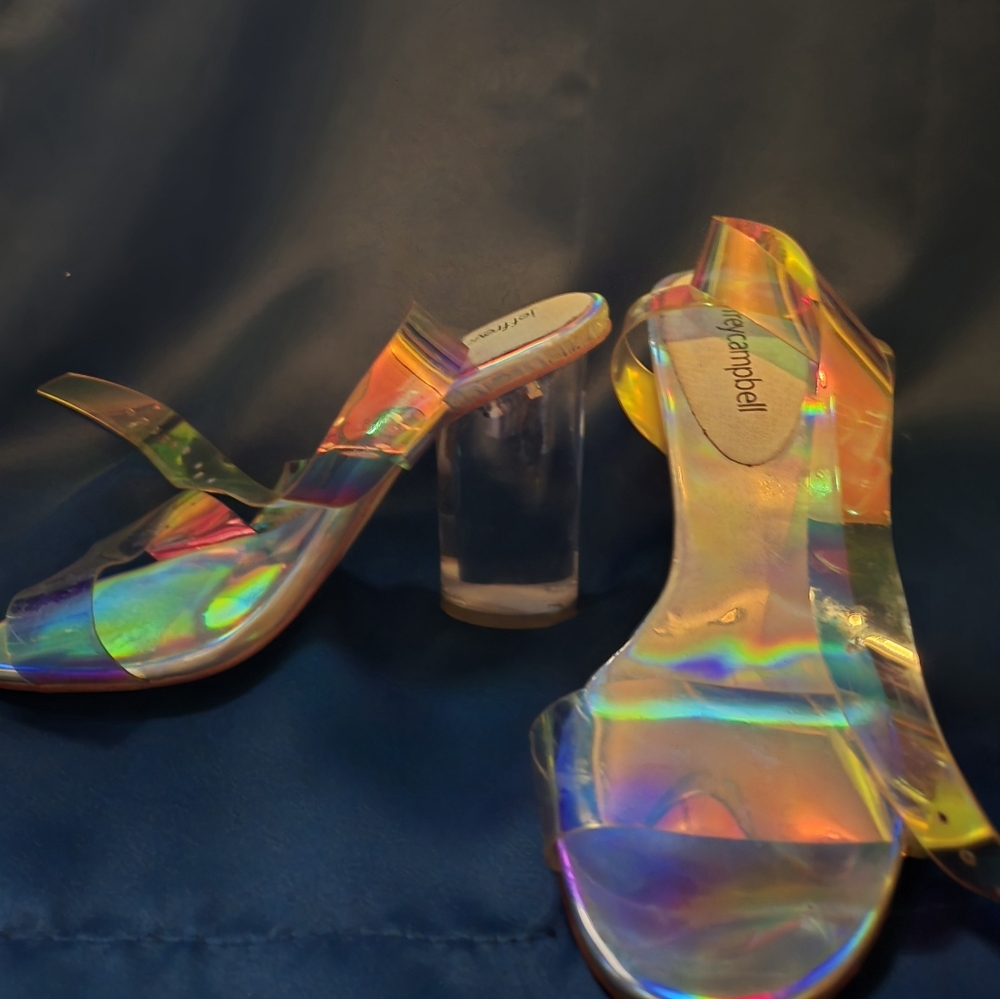 Iridescent Jeffrey Campbell Twelve Heels 6 Holographic Clear Lucite - Picture 7 of 10